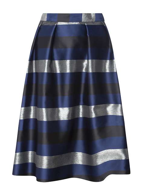 Navy Stripe Full Skirt